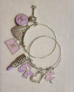 LILAC AND SILVER CHARM BRACELETS