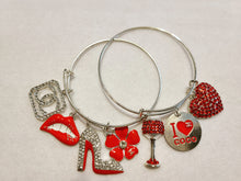 Load image into Gallery viewer, SILVER AND RED CHARM BRACELETS
