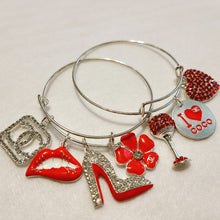 Load image into Gallery viewer, SILVER AND RED CHARM BRACELETS
