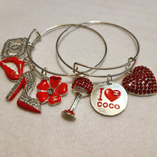 Load image into Gallery viewer, SILVER AND RED CHARM BRACELETS
