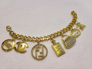 GOLD CUBAN LINK CHARM BRACELET