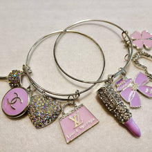 Load image into Gallery viewer, LILAC AND SILVER CHARM BRACELETS
